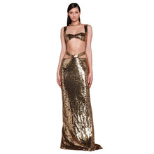 Load image into Gallery viewer, Gold Hollow Out Sequin Dress Set
