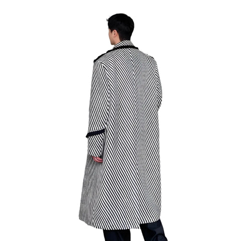 Long Striped Lined Wool Coat-Modern Baby Las Vegas