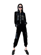 Load image into Gallery viewer, Velvet Patch Leather Pant Set
