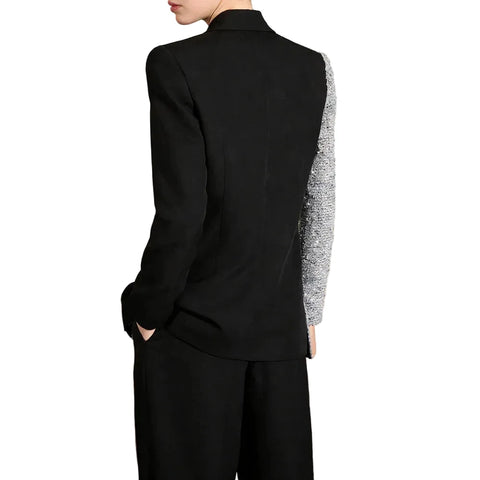 Colorblock Spliced Pocket Chic Jacket