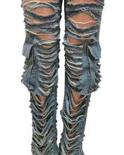 Load image into Gallery viewer, Shredded Pocket Denim Jeans | Modern Baby Las Vegas
