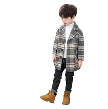 Load image into Gallery viewer, Long Wool Plaid Coat
