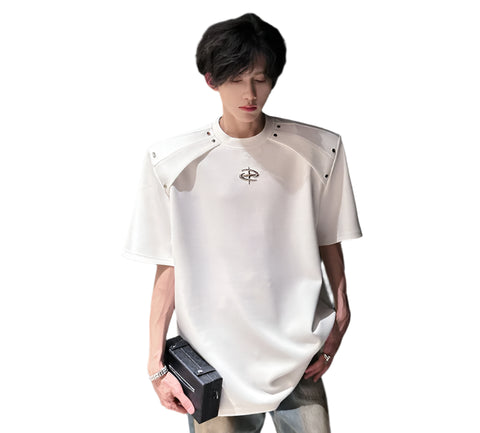 Studded Patch Shoulder Top-Modern Baby Las Vegas