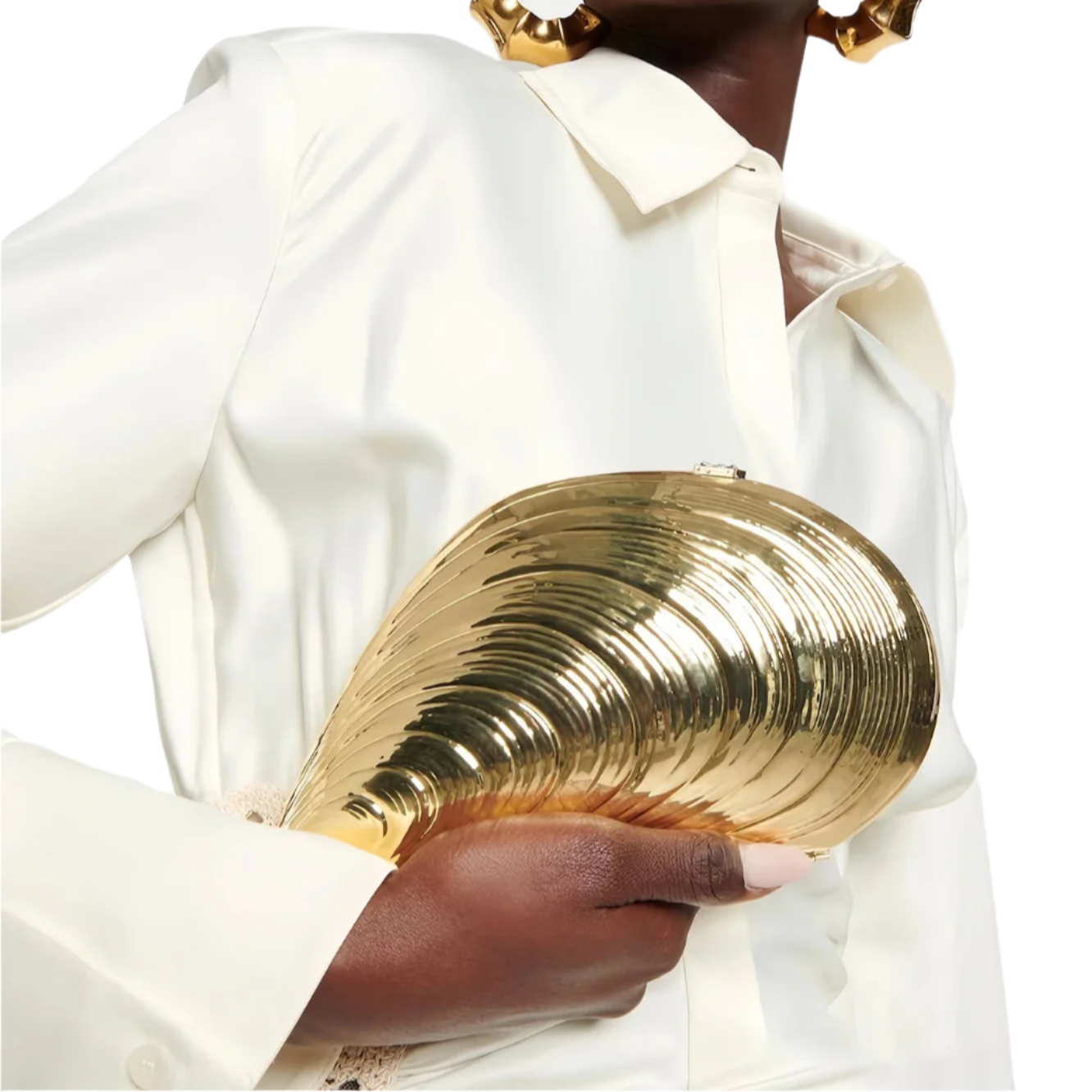 Metallic Clam Shell Clutch