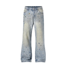 Load image into Gallery viewer, Side Pearl Crystal Denim Jeans
