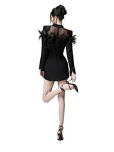 Load image into Gallery viewer, Lace Patch 3D Flutter Blazer Dress
