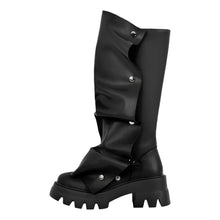 Load image into Gallery viewer, Black Plaftorm Fold-Over Boots
