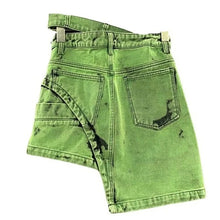 Load image into Gallery viewer, Irregular Green Tie-Dye Denim Skirt
