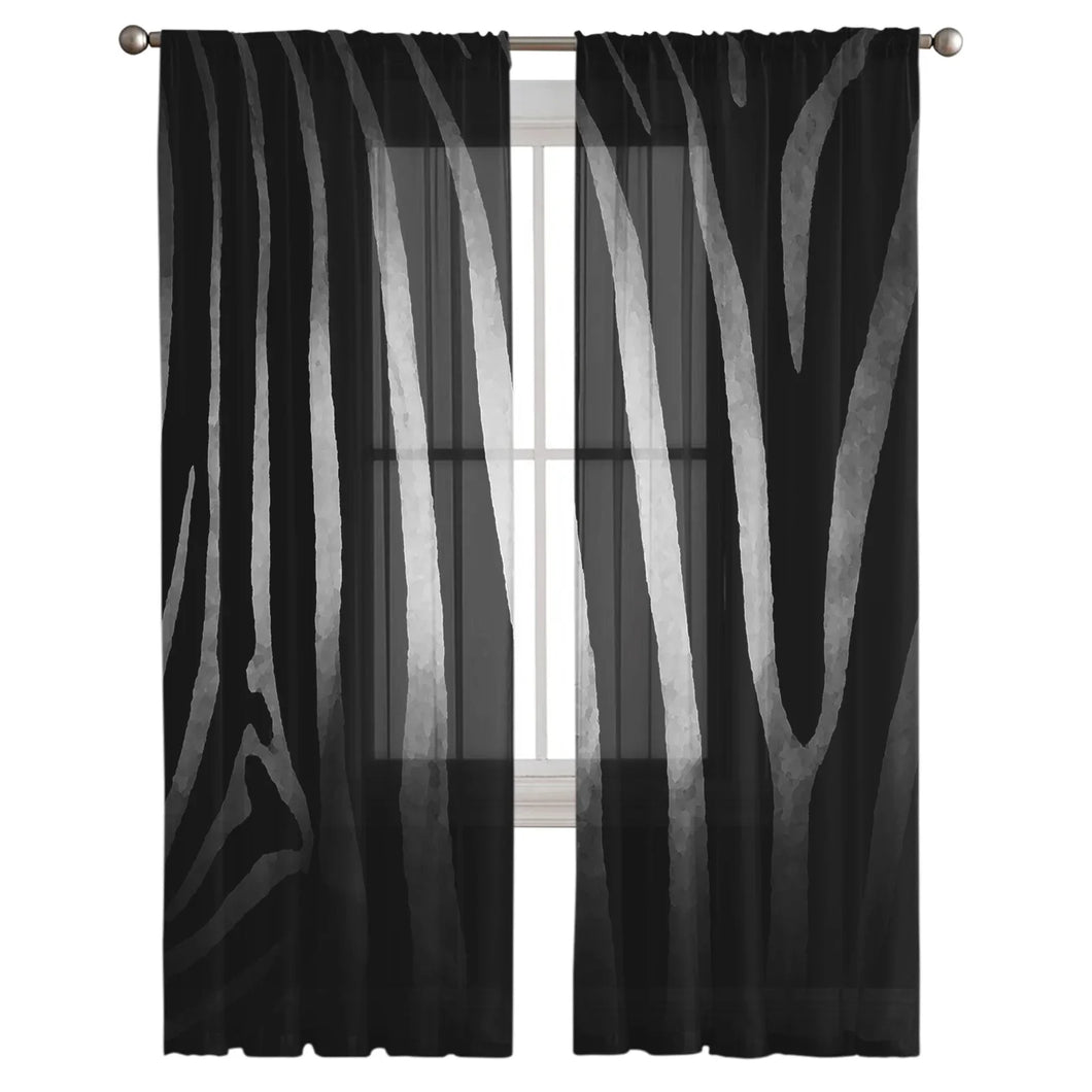 Zebra Stripe Chiffon Curtains