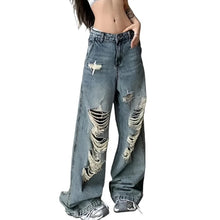 Load image into Gallery viewer, Y2K Ripped Baggy Denim Jeans
