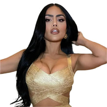 Load image into Gallery viewer, Gold Metallic Bandage Crop Top
