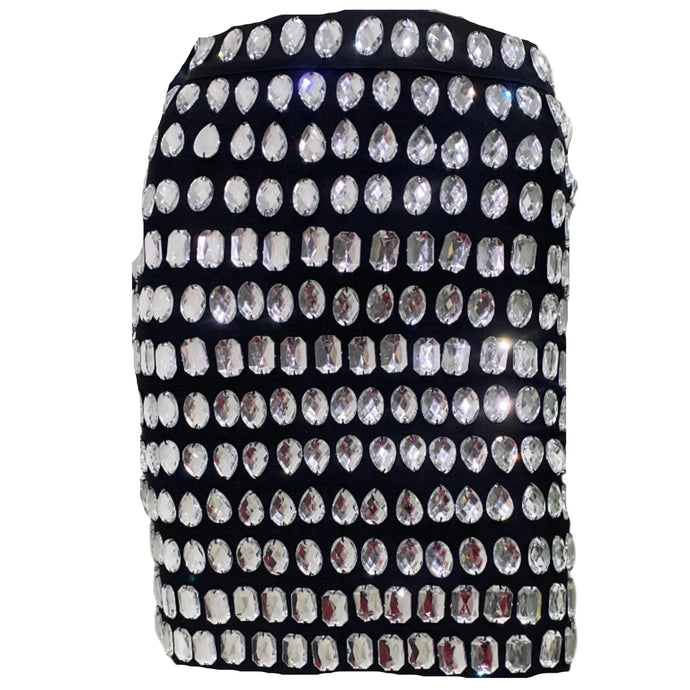 Black Rhinestone Mini Skirt Set-Modern Baby Las Vegas