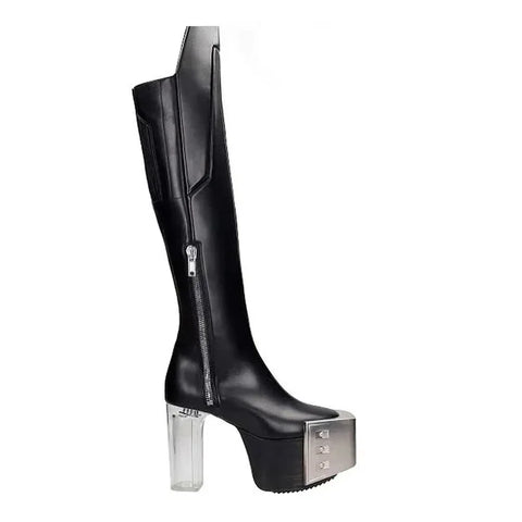 Metal Toe Clear Heel Boots