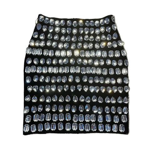 Black Crystal Mini Skirt Set