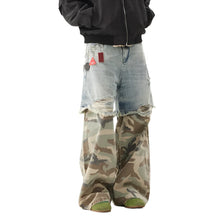 Load image into Gallery viewer, Camo Patch Wide Leg Denim Jeans
