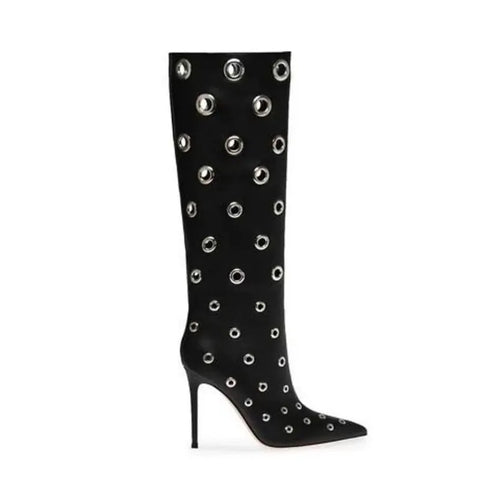 Leather Metal Hole Boots-Modern Baby Las Vegas