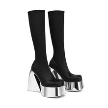 Load image into Gallery viewer, Metallic Square Heel Boots
