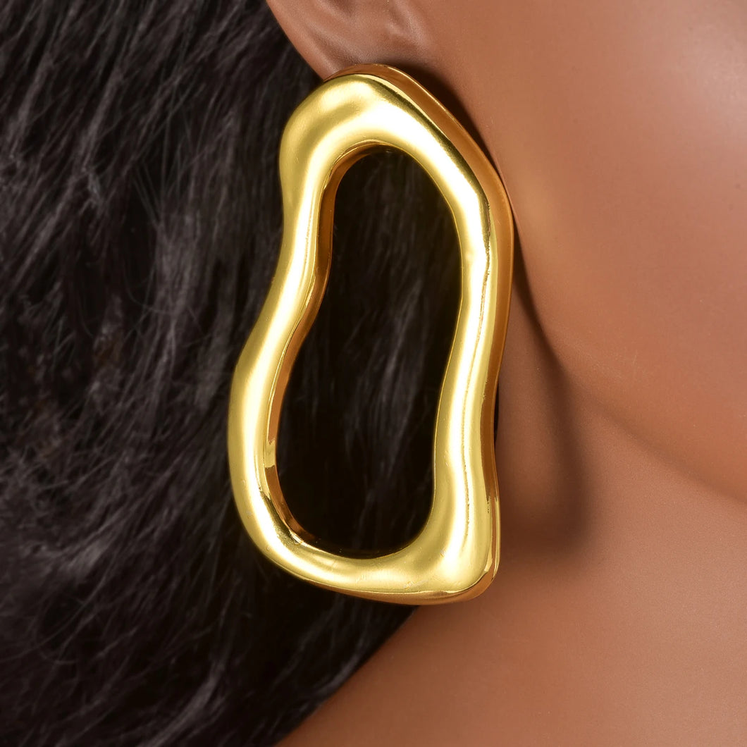 Gold Plated Irregular Circle Earrings