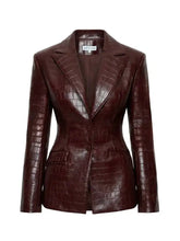 Load image into Gallery viewer, Brown Croc Leather Blazer

