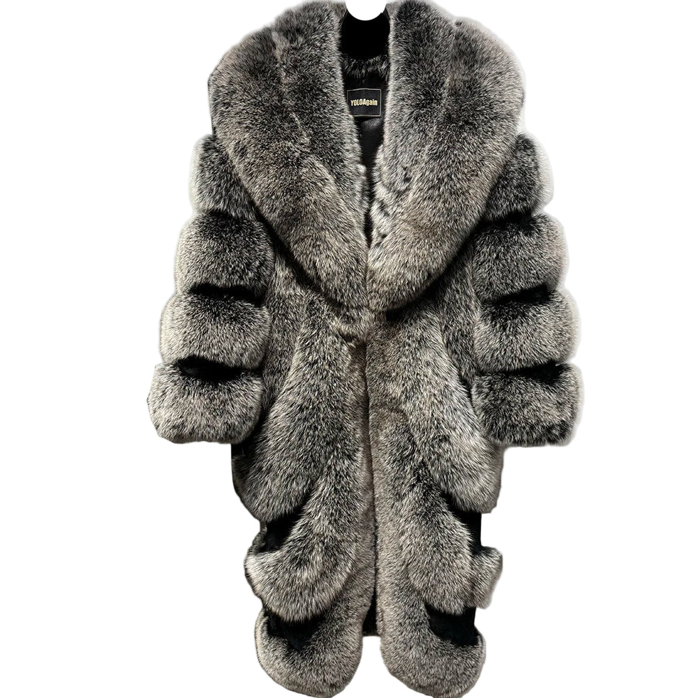 Ribbed Draped Fur Coat