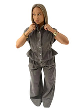 Load image into Gallery viewer, Button Flared Waist Denim Pant Set
