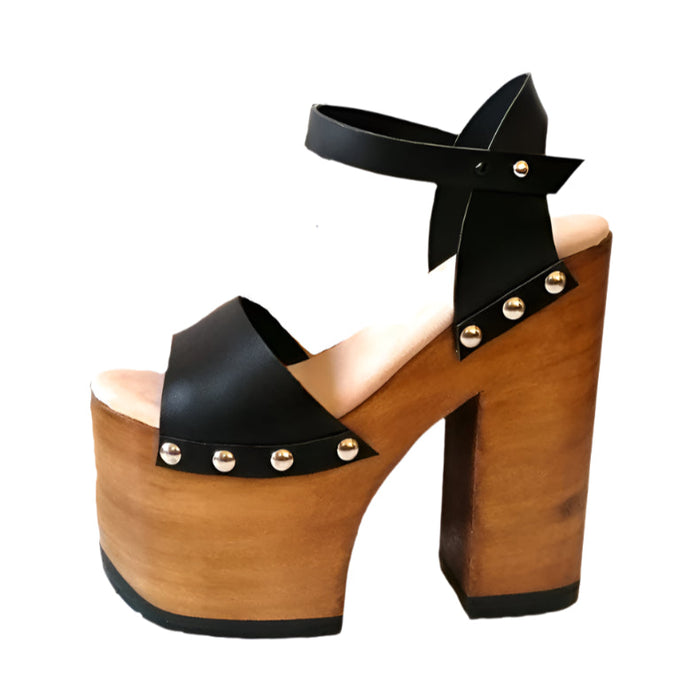 Wood Block Rivet Sandals-Modern Baby Las Vegas