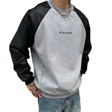 Load image into Gallery viewer, Leather Sleeve Sweatshirt
