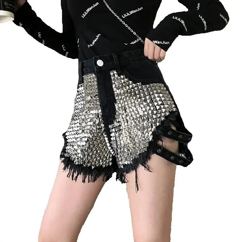 Rivet Denim Shorts-Modern Baby Las Vegas