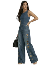 Load image into Gallery viewer, Metal Hole Denim Jumpsuit
