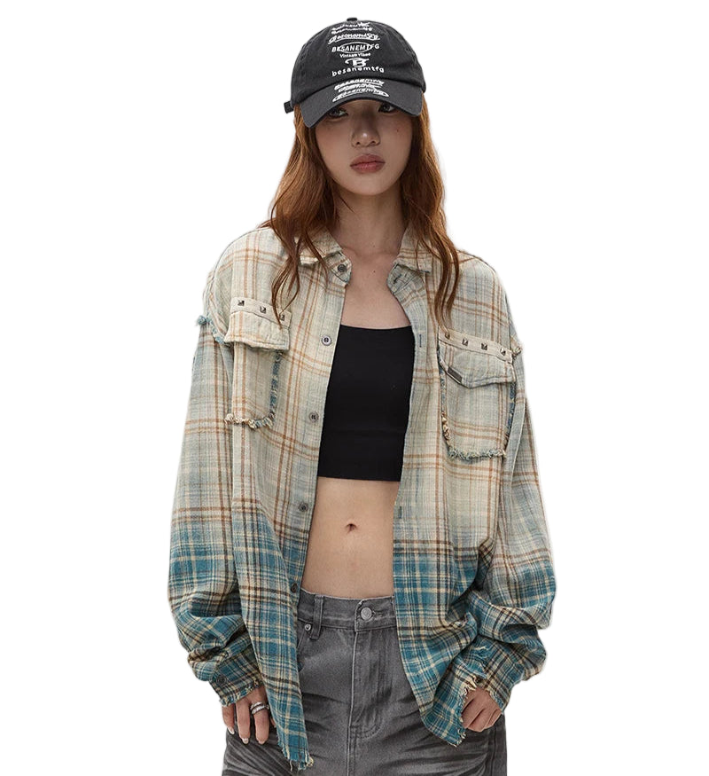 Vintage Patch Plaid Shirts
