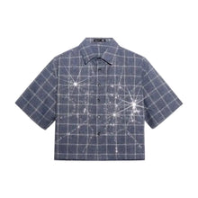 Load image into Gallery viewer, Short Sleeve Crystal Design Plaid Shirt
