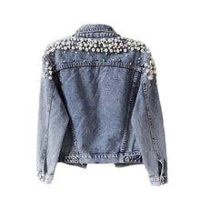 Load image into Gallery viewer, Pearl Shoulder Denim Jacket
