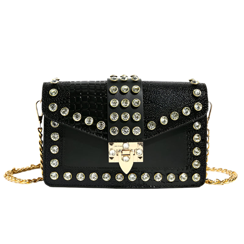 Luxury Rivet Diamond Leather Handbag