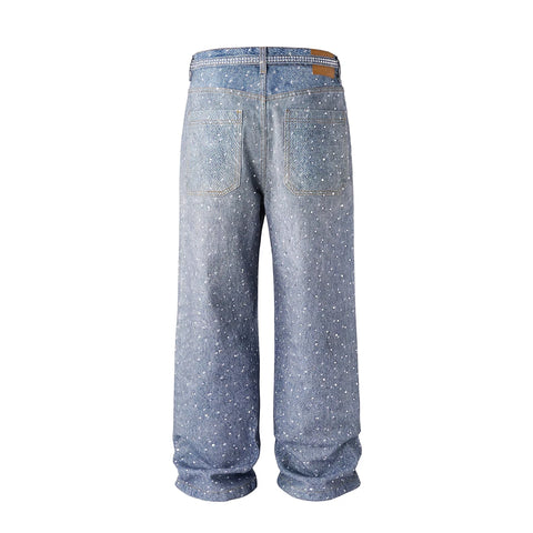 Full Speckled Rhinestone Denim Jeans-Modern Baby Las Vegas