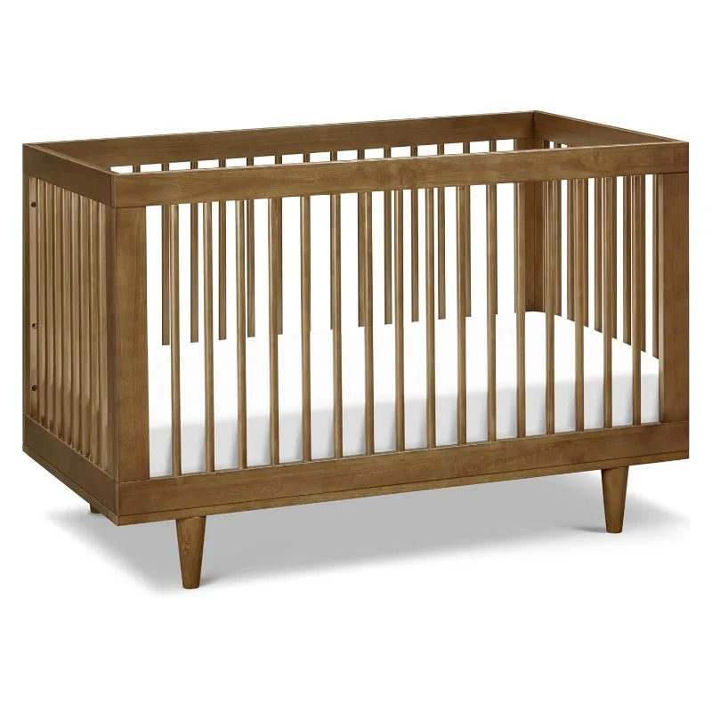 3-in-1 Brown Wooden Convertible Baby Crib