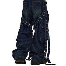 Load image into Gallery viewer, Metal Circle Ribbon Denim Jeans
