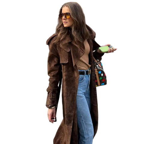 Brown Suede Trench Coat-Modern Baby Las Vegas