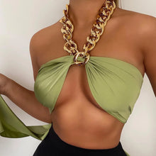 Load image into Gallery viewer, Large Metal Chain Wrap Crop Top
