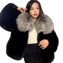 Load image into Gallery viewer, Grey And Black  Fox Fur Coat
