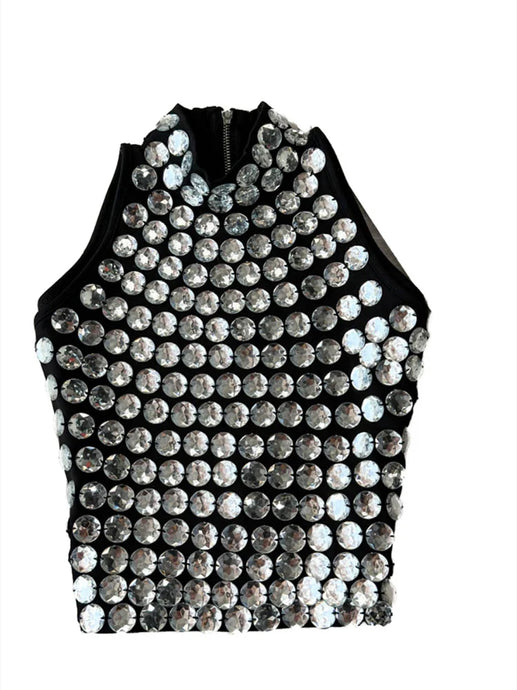 Large Crystal Crop Top-Modern Baby Las Vegas