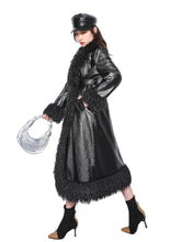Load image into Gallery viewer, Belted Fur Leather Coat
