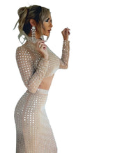 Load image into Gallery viewer, Crystal Mesh Crop Top Dress Set
