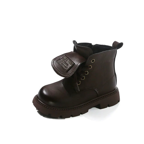 Stamped Letter Folded Leather Boots