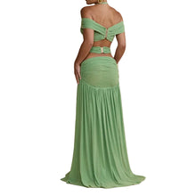Load image into Gallery viewer, Green Ruched Hollow Out Set
