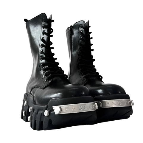 Thick PU Metal Boots-Modern Baby Las Vegas