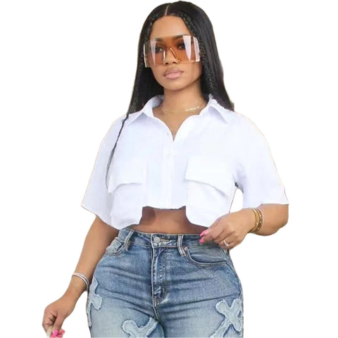 Irregular Pocket Crop Top