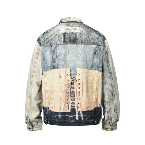 Patch 3D Digital Print Denim Jacket