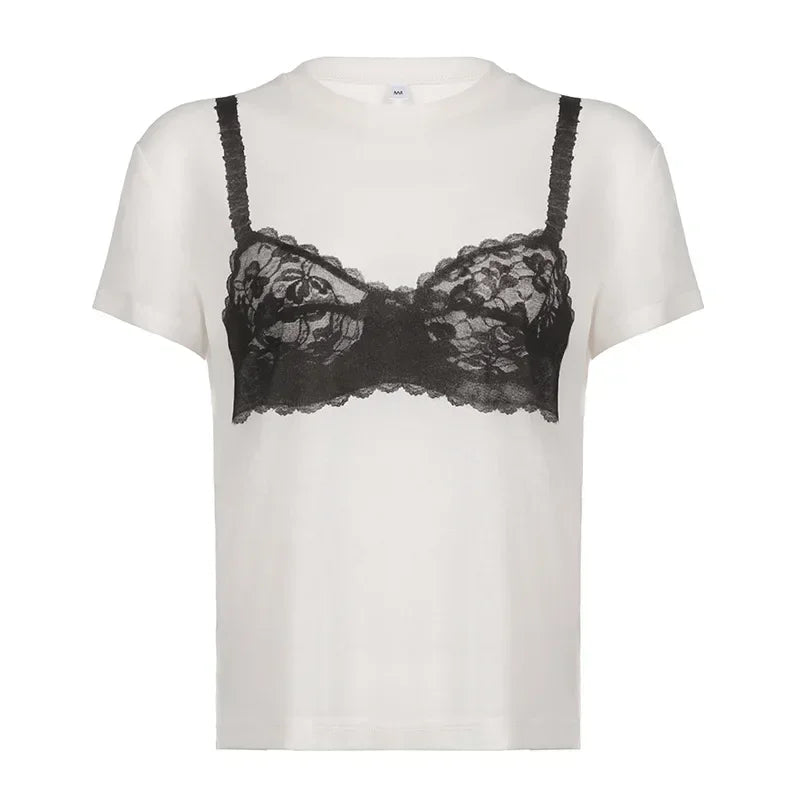 Lace Bra Print T-Shirt