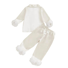 Load image into Gallery viewer, Beige Satin Feather Pajamas

