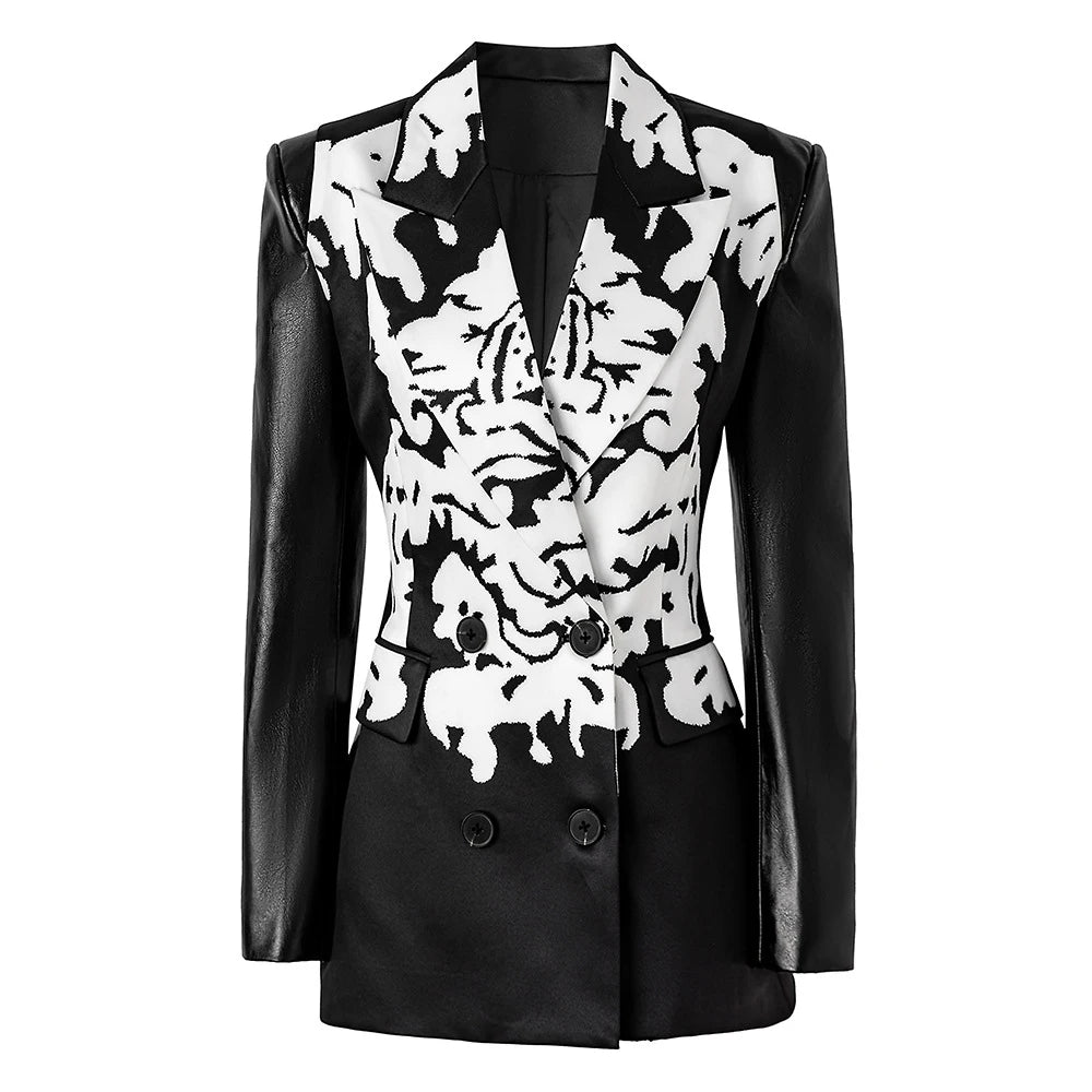 Leather Patch Art Blazer